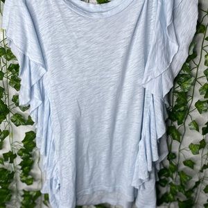 baby blue ruffle tee